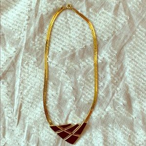 Vintage Trifari gold and black geometric necklace
